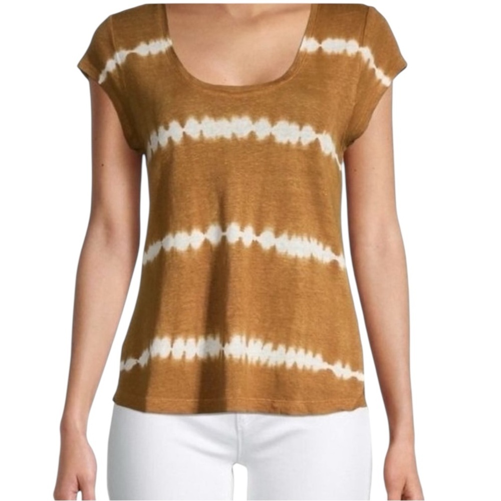 SANCTUARY Brown and White 100% Linen Tye Dye Shirt Size Large​